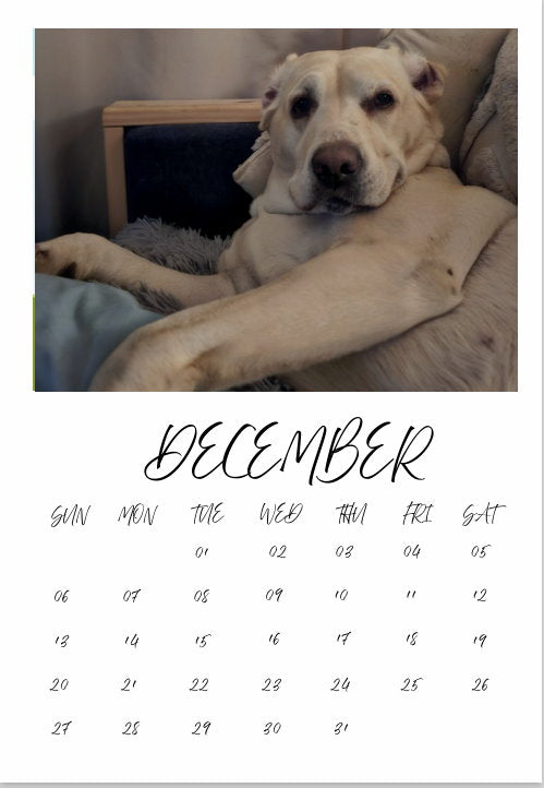 Calendar single month B7 130mm x 90mm with personalization