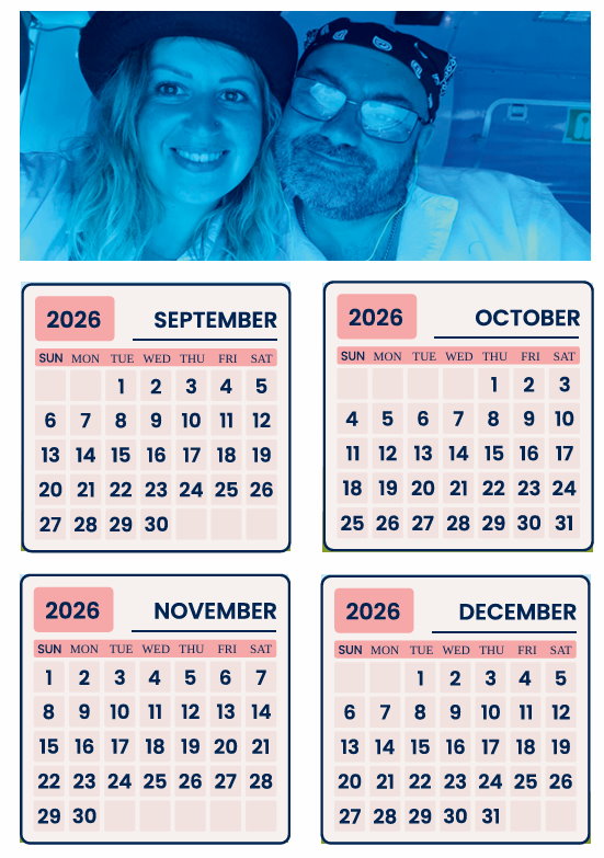 Single quarter Calendar for 4 months A5 148mm x 210mm with personalization