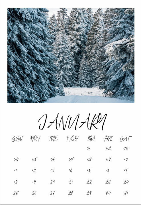 Calendar single month B7 130mm x 90mm without personalization