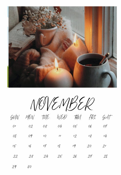 Calendar single month B7 130mm x 90mm without personalization