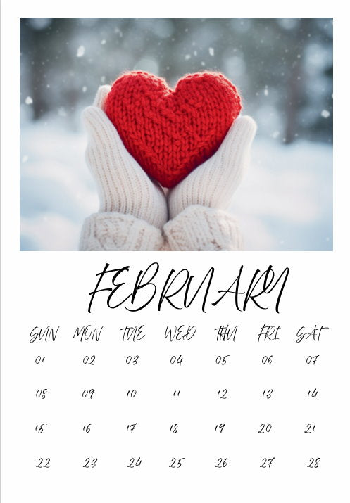 Calendar single month B7 130mm x 90mm without personalization