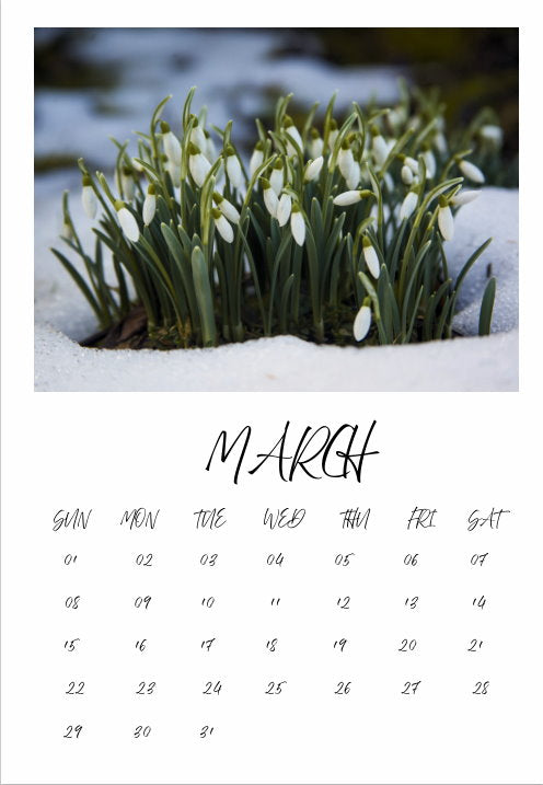 Calendar single month B7 130mm x 90mm without personalization