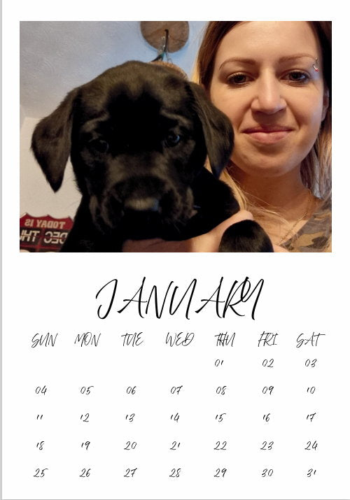 Calendar single month B7 130mm x 90mm with personalization