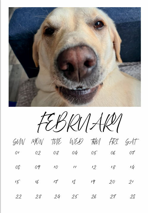 Calendar single month B7 130mm x 90mm with personalization