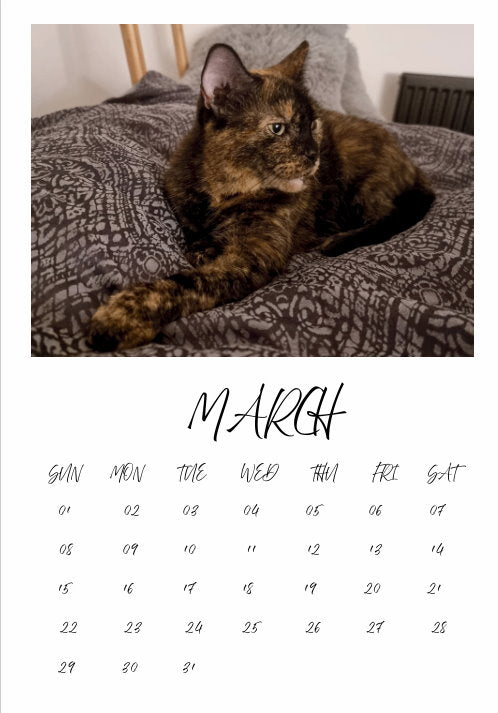Calendar single month B7 130mm x 90mm with personalization
